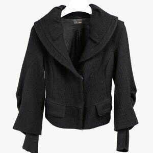 Fendi Vintage Shawl Collar Blazer in Black Textured Wool